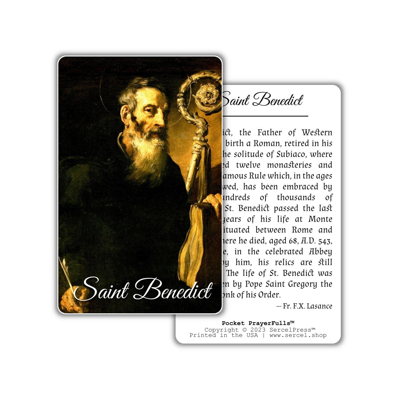 Saint Benedict: Pocket PrayerFulls™ | Durable Wallet Holy Cards | Catholic Saints - Tree of Life