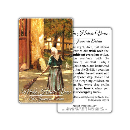 St. Josemaria Escriva, Make Heroic Verse: Pocket PrayerFulls™ | Durable Wallet Prayer Cards | Catholic Saints - Tree of Life