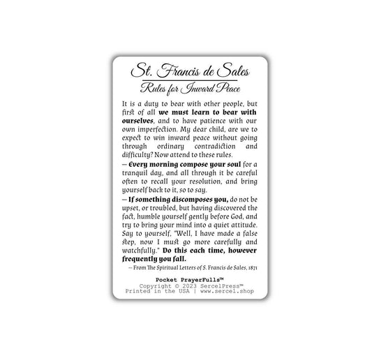 St. Francis de Sales, Rules for Inward Peace: Pocket PrayerFulls™ | Durable Wallet Prayer Cards | Catholic Saints - Tree of Life