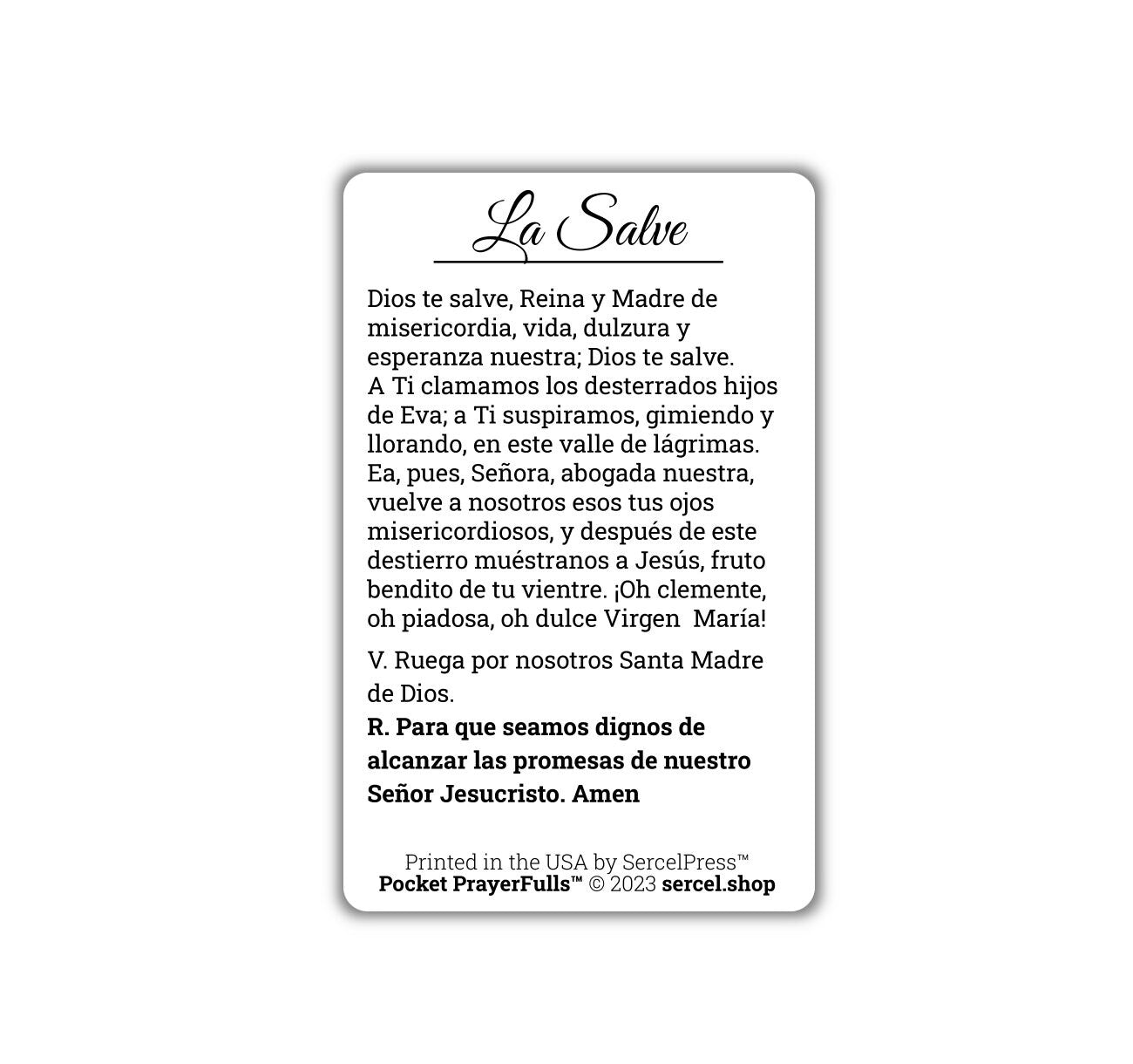 Hail, Holy Queen in Spanish / La Salve | Pocket PrayerFulls™ | Uncompromising Holy Cards — Built to Last. Backed for Life - Tree of Life