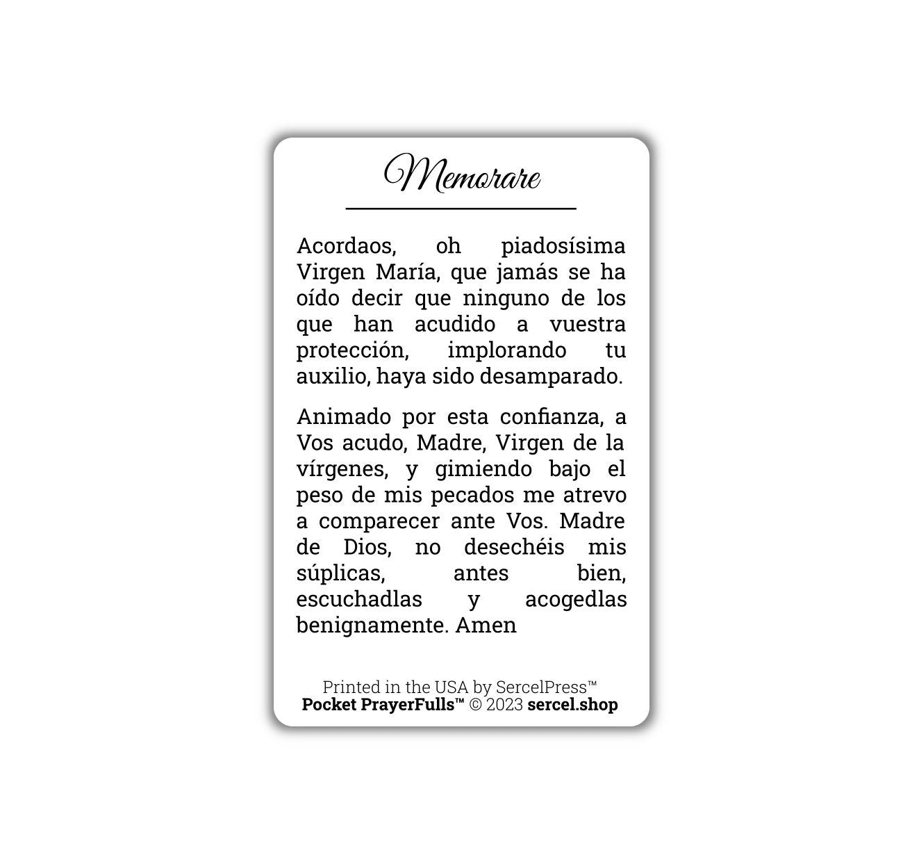 Memorare in Spanish: Pocket PrayerFulls™ | Durable Wallet Prayer Cards | Catholic Prayers - Tree of Life