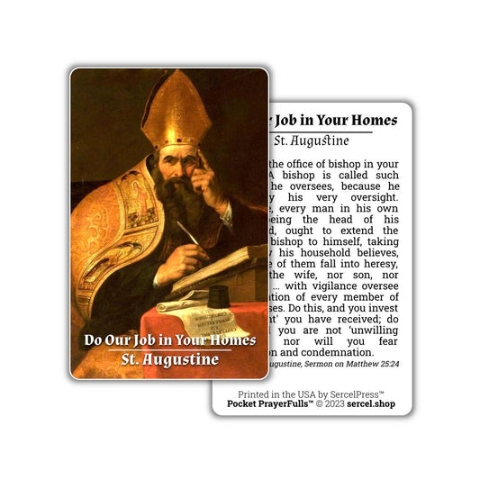 St. Augustine, Do Our Job in Your Homes: Pocket PrayerFulls™ | Durable Wallet Prayer Cards | Catholic Saints - Tree of Life