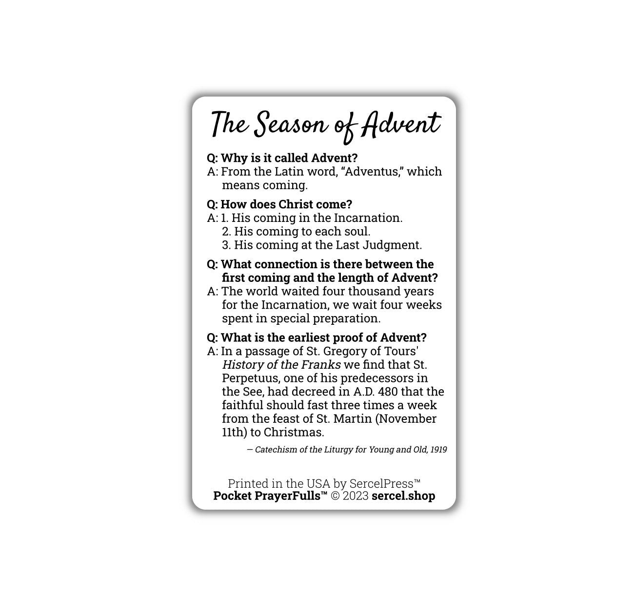 Season of Advent Explained: Pocket PrayerFulls™ | Durable Wallet Holy Cards | Catholic Seasons - Tree of Life