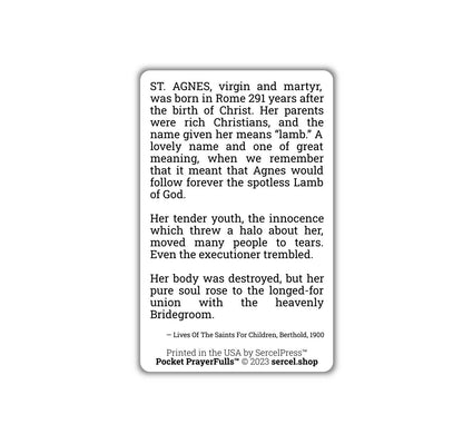 Saint Agnes: Pocket PrayerFulls™ | Durable Wallet Holy Cards | Catholic Saints - Tree of Life