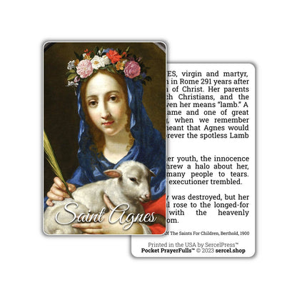 Saint Agnes: Pocket PrayerFulls™ | Durable Wallet Holy Cards | Catholic Saints - Tree of Life
