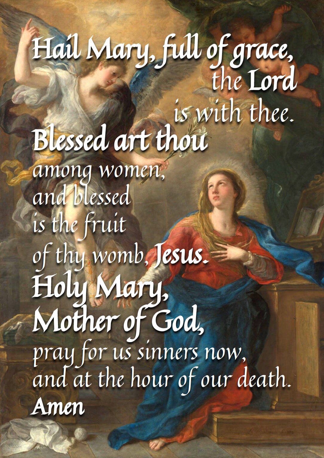 Hail Mary: 5x7 Framed Prayer with Ancient Artwork + Hail Mary Prayer Card | Catholic Art | Catholic Prayers - Tree of Life