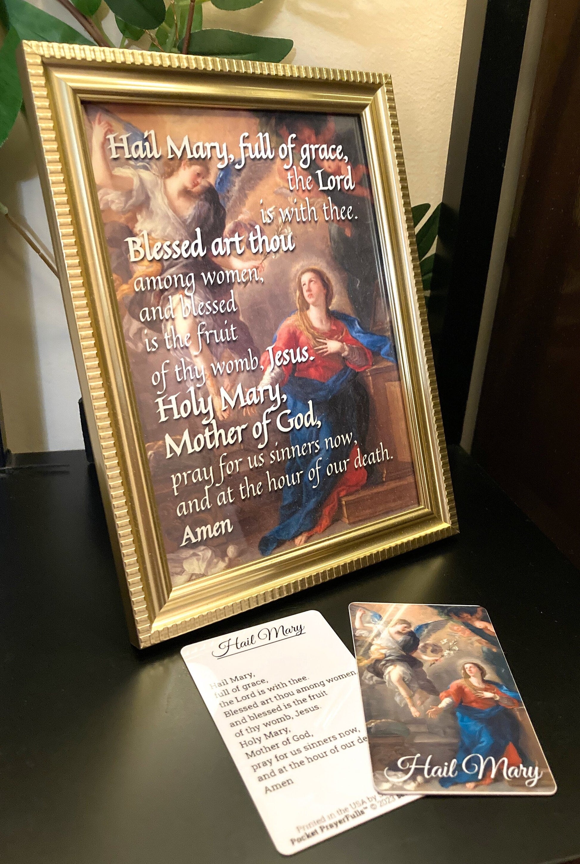 Hail Mary: 5x7 Framed Prayer with Ancient Artwork + Hail Mary Prayer Card | Catholic Art | Catholic Prayers - Tree of Life