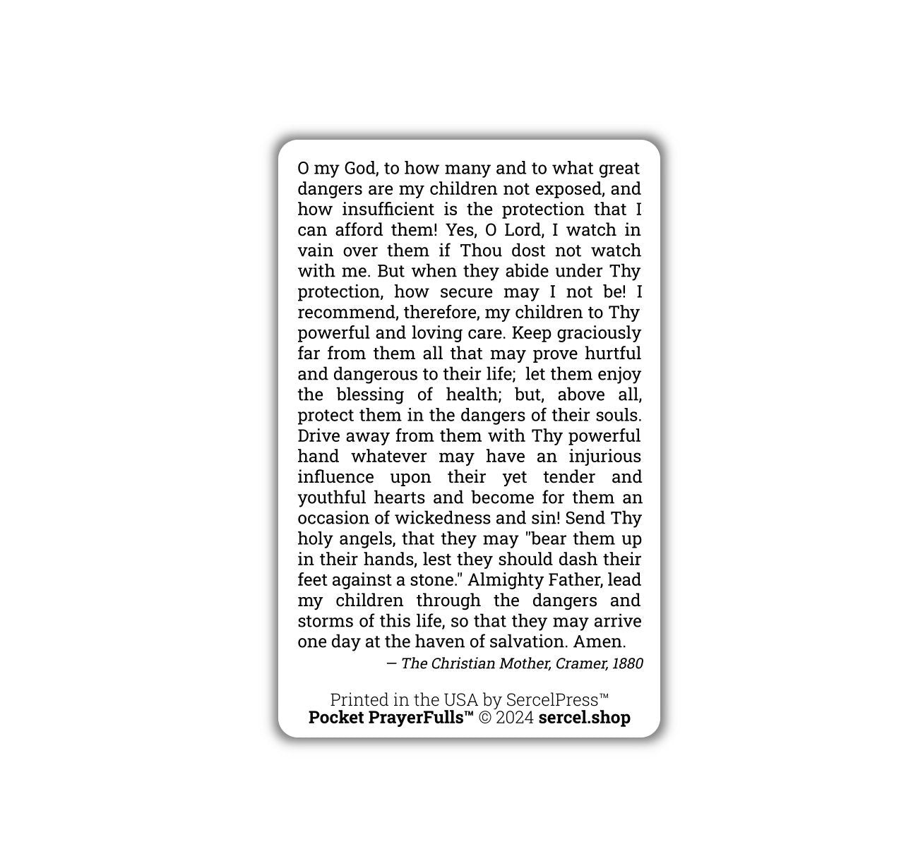 Mother's Prayer for the Protection of Children in all their Dangers: Pocket PrayerFulls™ | Durable Wallet Prayer Cards | Catholic Prayers - Tree of Life