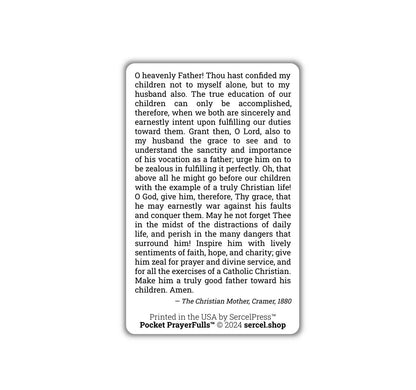 Mother's Prayer For Her Husband: Pocket PrayerFulls™ | Durable Wallet Prayer Cards | Catholic Prayers - Tree of Life