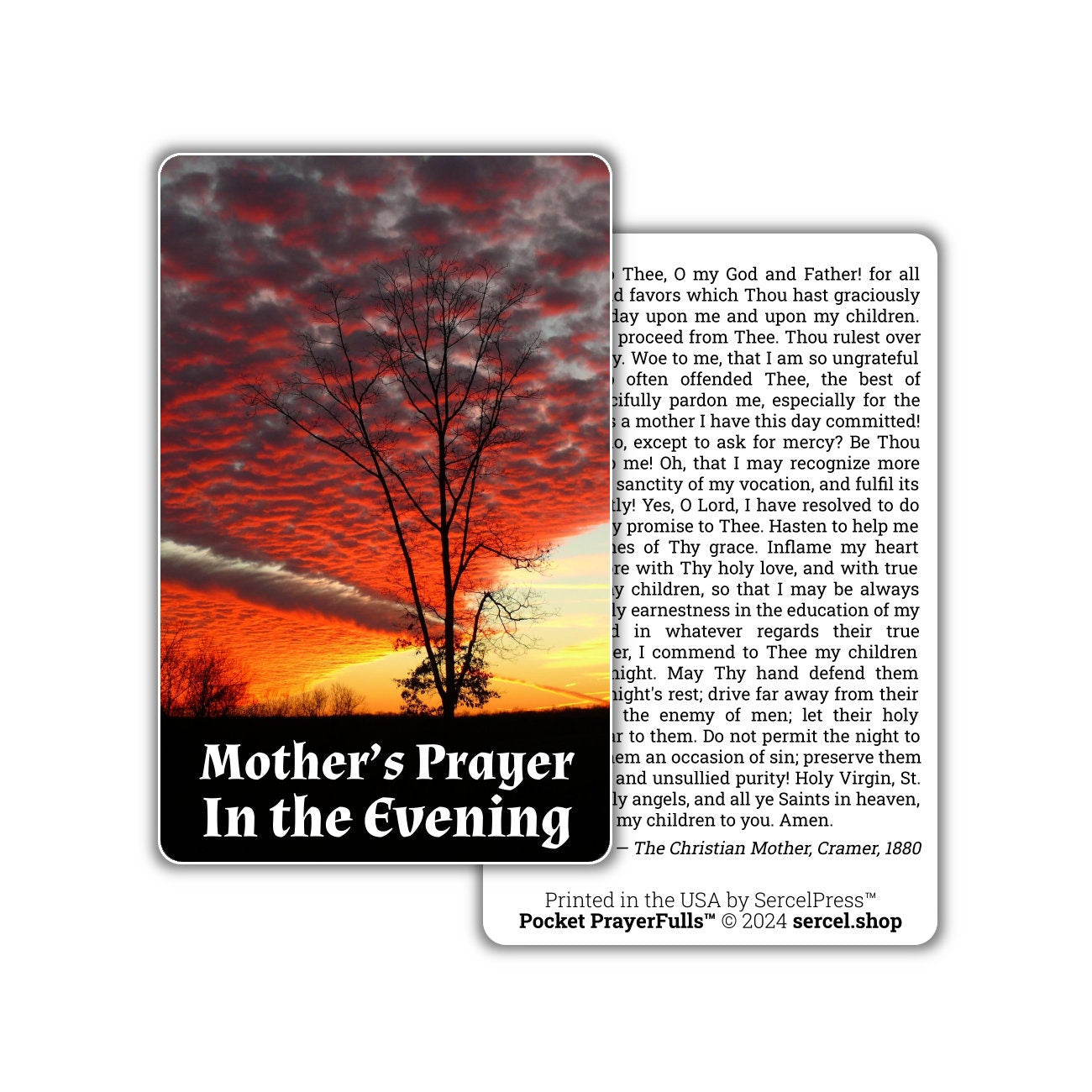 Mother's Prayer in the Evening: Pocket PrayerFulls™ | Durable Wallet Prayer Cards | Catholic Prayers - Tree of Life