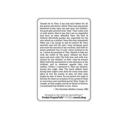Mother's Prayer in the Evening: Pocket PrayerFulls™ | Durable Wallet Prayer Cards | Catholic Prayers - Tree of Life
