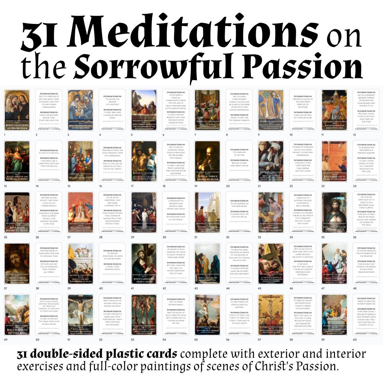 Meditations on the Sorrowful Passion, 31 Durable Plastic Cards on the Mysteries of Christ's Passion | Pocket PrayerFulls™ | Catholic Prayers - Tree of Life