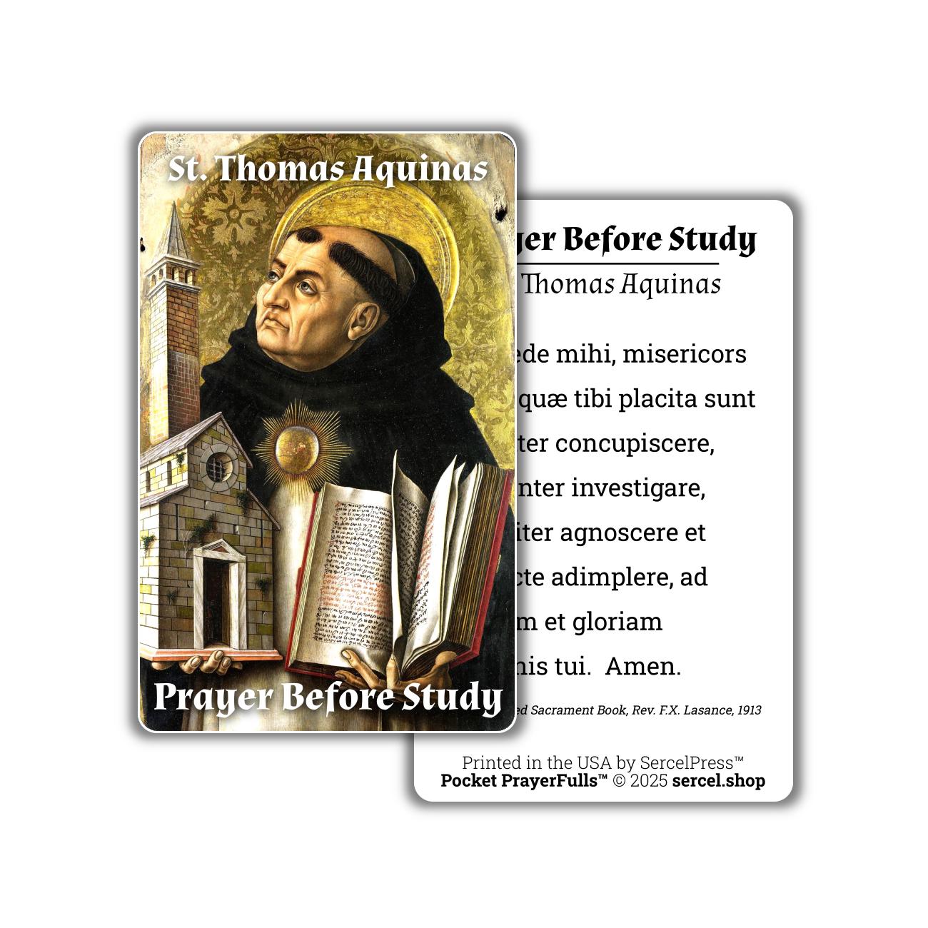 Prayer of St. Thomas Aquinas Before Study in LATIN: Pocket PrayerFulls™ | Uncompromising Holy Cards — Built to Last. Backed for Life - Tree of Life