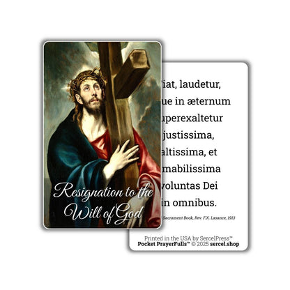 Resignation to the Will of God in LATIN: Pocket PrayerFulls™ | Uncompromising Holy Cards — Built to Last. Backed for Life - Tree of Life