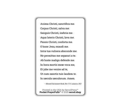 Anima Christi / Soul of Christ Sanctify Me in LATIN: Pocket PrayerFulls™ | Uncompromising Holy Cards — Built to Last. Backed for Life - Tree of Life