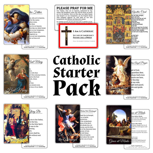 Catholic Starter Pack – 8 Essential Catholic Holy Cards — Pocket PrayerFulls™ | Uncompromising Holy Cards — Built to Last. Backed for Life - Tree of Life