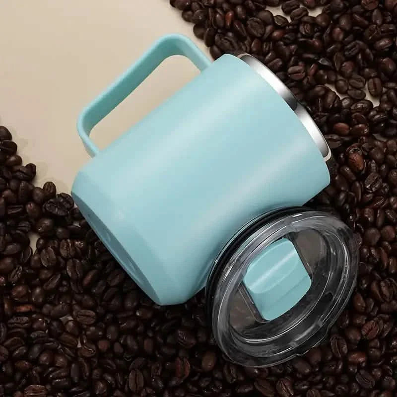 Insulated Double Wall Coffee Mug with Handle and Lid - Tree of Life