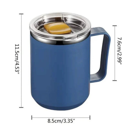 Insulated Double Wall Coffee Mug with Handle and Lid - Tree of Life