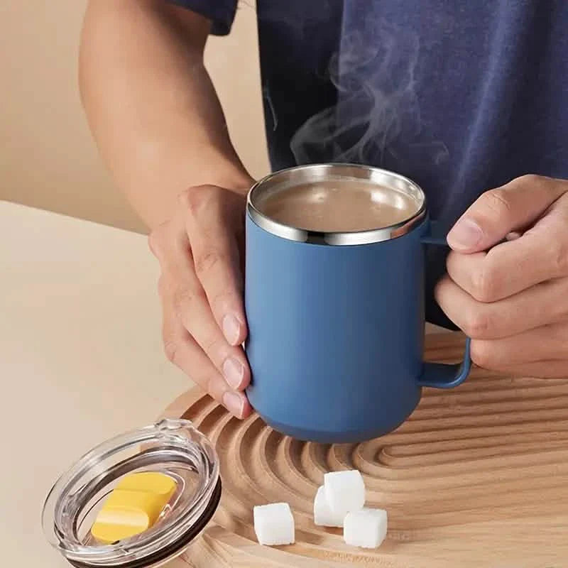 Insulated Double Wall Coffee Mug with Handle and Lid - Tree of Life
