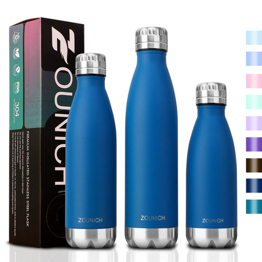 Neon Blue Water Bottle for Men Women & Kids Double Wall Stainless Steel Water Bottle Thermos Insulated Vacuum Flask Gym Sport Shaker Bottle Portable Thermoses Stylish Stainless Steel Bottle Keeps Water & Beverages All Day Hot Or Cold - Tree of Life