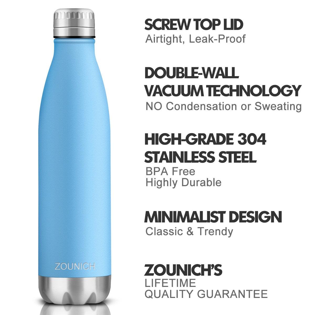 Neon Blue Water Bottle for Men Women & Kids Double Wall Stainless Steel Water Bottle Thermos Insulated Vacuum Flask Gym Sport Shaker Bottle Portable Thermoses Stylish Stainless Steel Bottle Keeps Water & Beverages All Day Hot Or Cold - Tree of Life