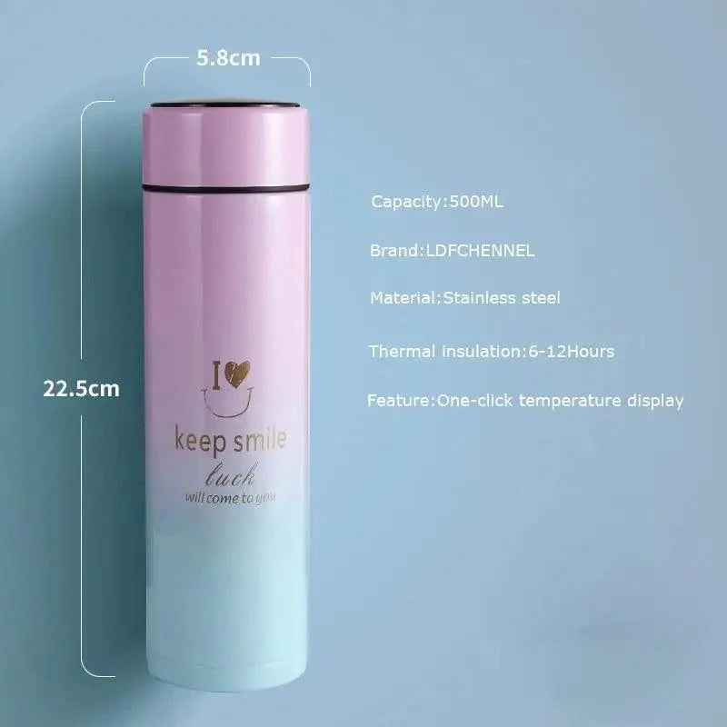 500ML Smart Thermos Water Bottle Led Digital Temperature Display Stainless Steel Coffee Thermal Mugs Intelligent Insulation Cups - Tree of Life