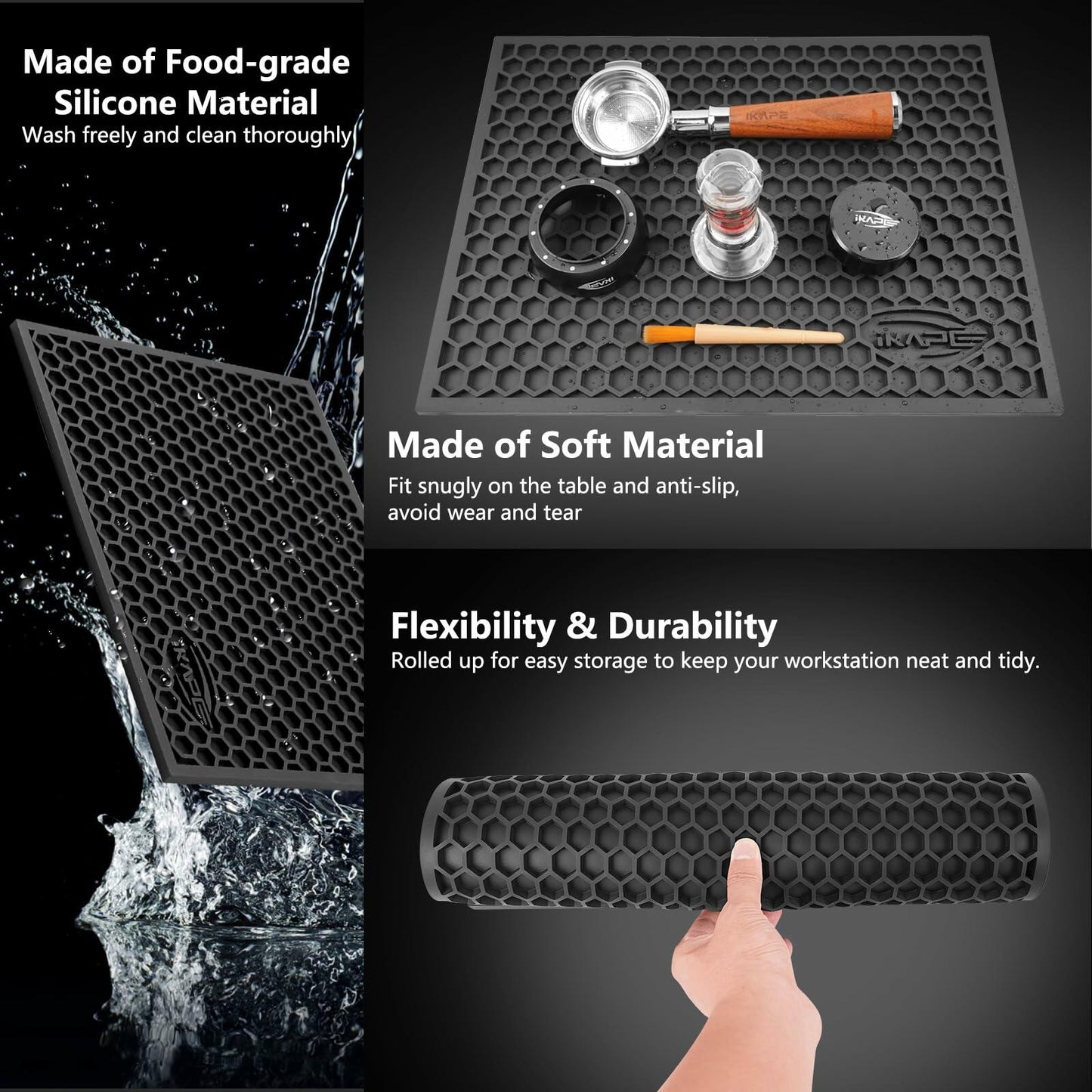 IKAPE Coffee Maker Drying Mat Multi-functional Water Filter Black 15.75x11.81in - Tree of Life