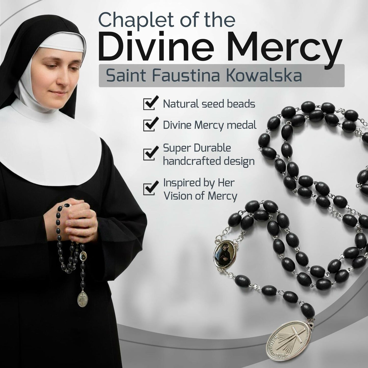 Saint Faustina Kowalska Divine Mercy Chaplet Blue Cord Poland Novena - Tree of Life