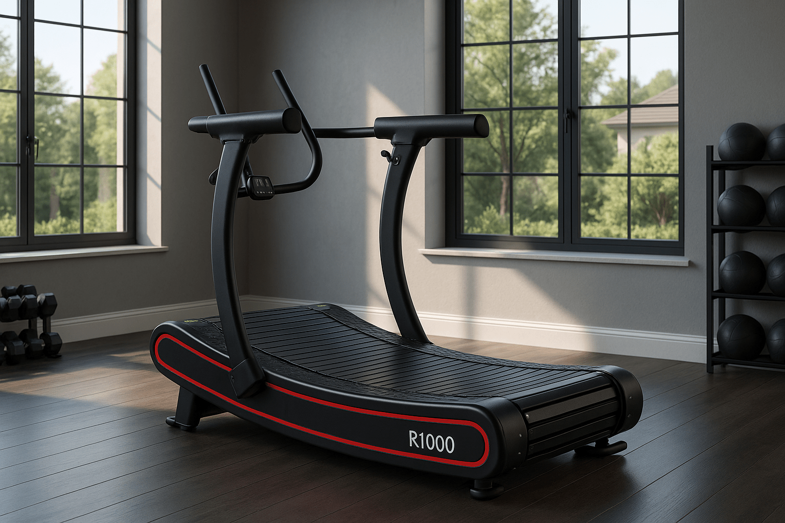 R1000 Curved Resistance Treadmill Self Powered Magnetic Resistance 8 Level Exclusive Deck Design - Tree of Life