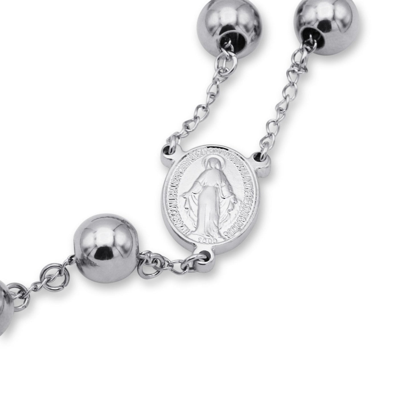 Traditional Tri Tone Rosary Necklace Five Decade Catholic Prayer Beads 10 mm - Tree of Life