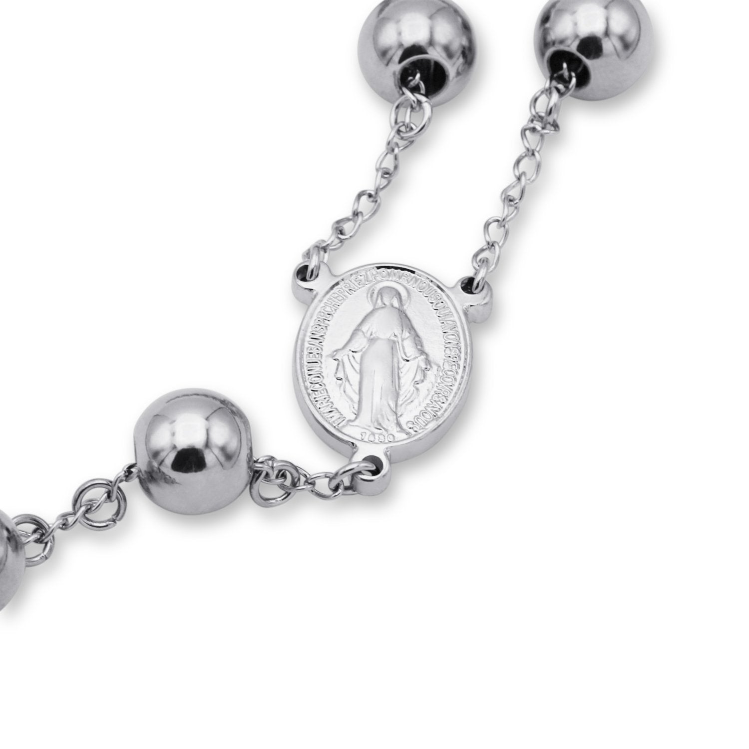 Traditional Tri Tone Rosary Necklace Five Decade Catholic Prayer Beads 10 mm - Tree of Life