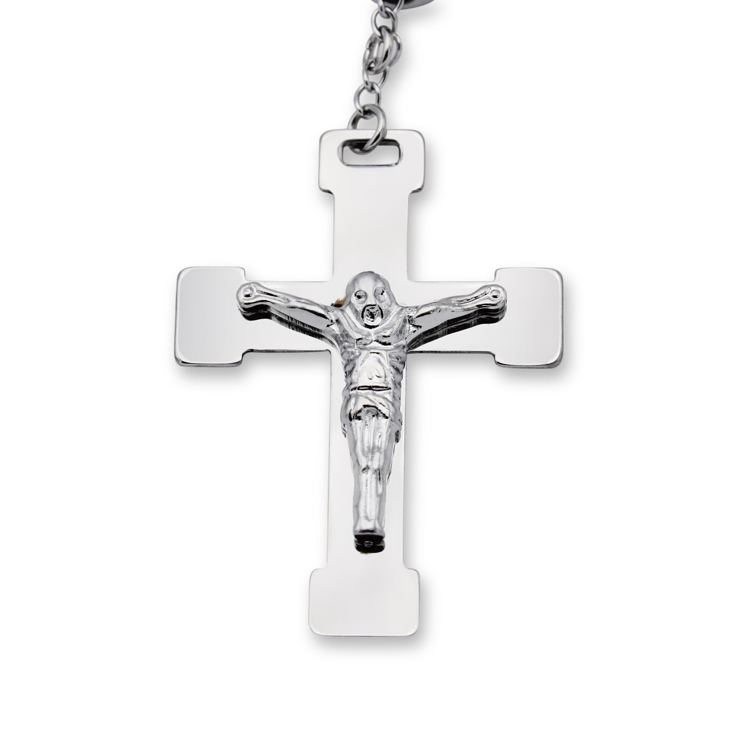 Traditional Tri Tone Rosary Necklace Five Decade Catholic Prayer Beads 10 mm - Tree of Life
