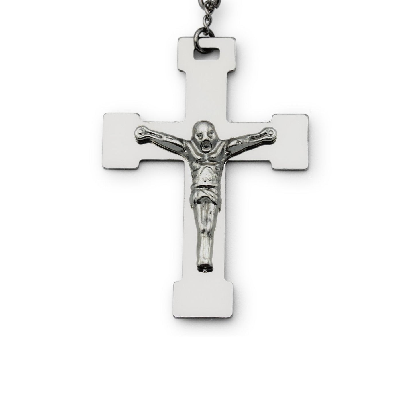 Traditional Rosary Necklace Five Decade Silver Gold Catholic Prayer Beads 10 mm - Tree of Life