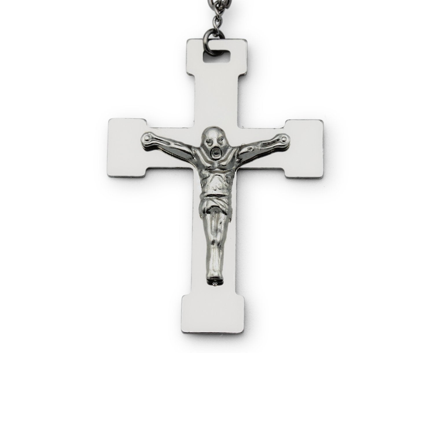Traditional Rosary Necklace Five Decade Silver Gold Catholic Prayer Beads 10 mm - Tree of Life