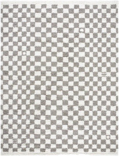 Kieu Taupe Checkered Plush Rug - Tree of Life