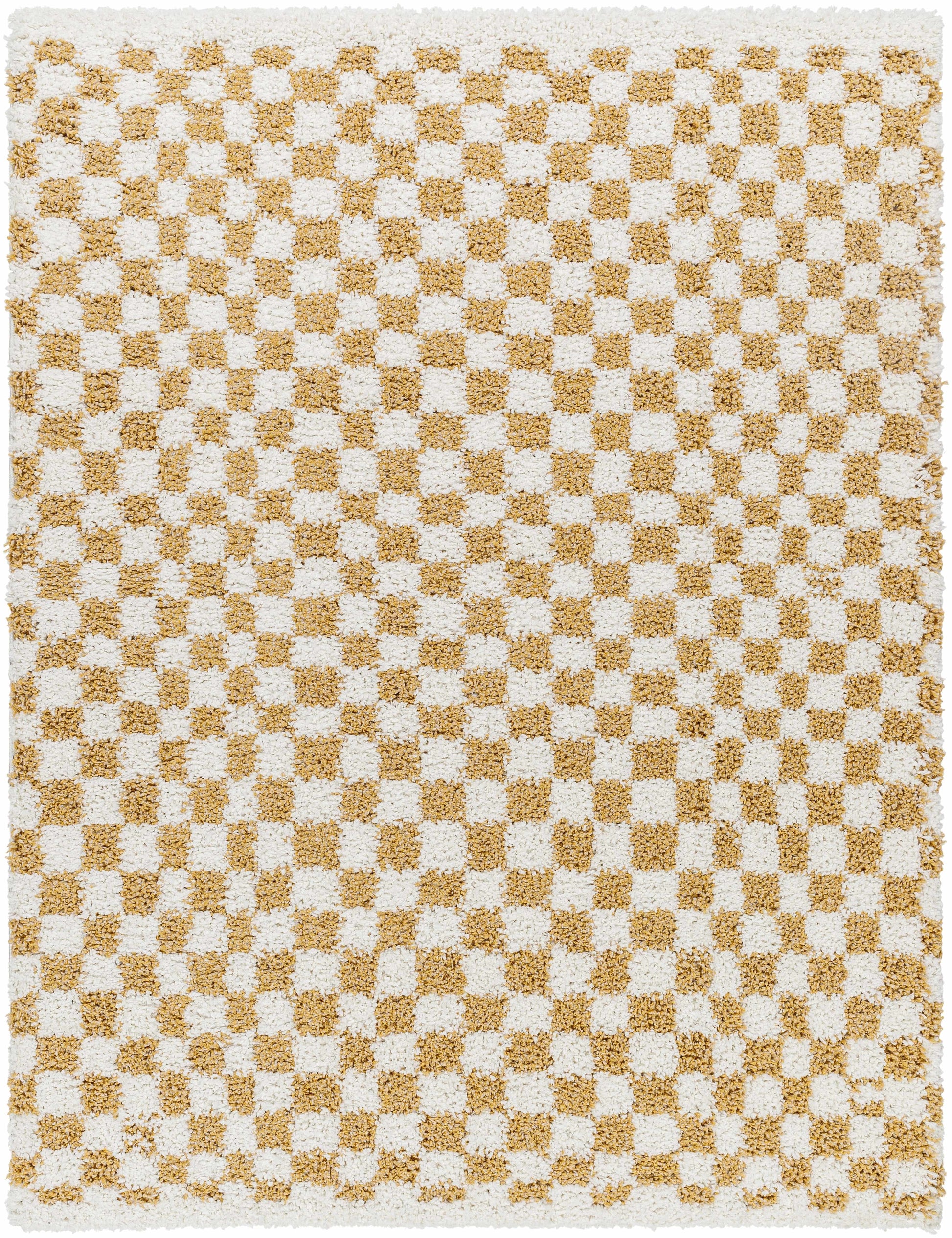 Kieu Mustard & Ivory Checkered Area Rug - Tree of Life