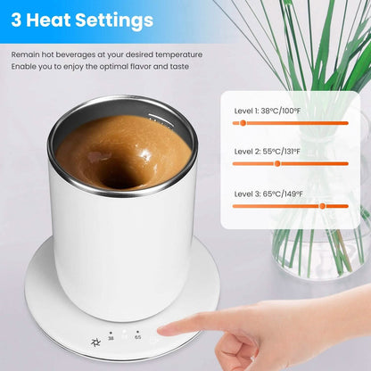 Self Stirring Coffee Mug with Lid Temperature Control 3 Heat Settings - Tree of Life