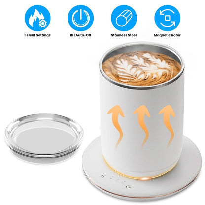 Self Stirring Coffee Mug with Lid Temperature Control 3 Heat Settings - Tree of Life
