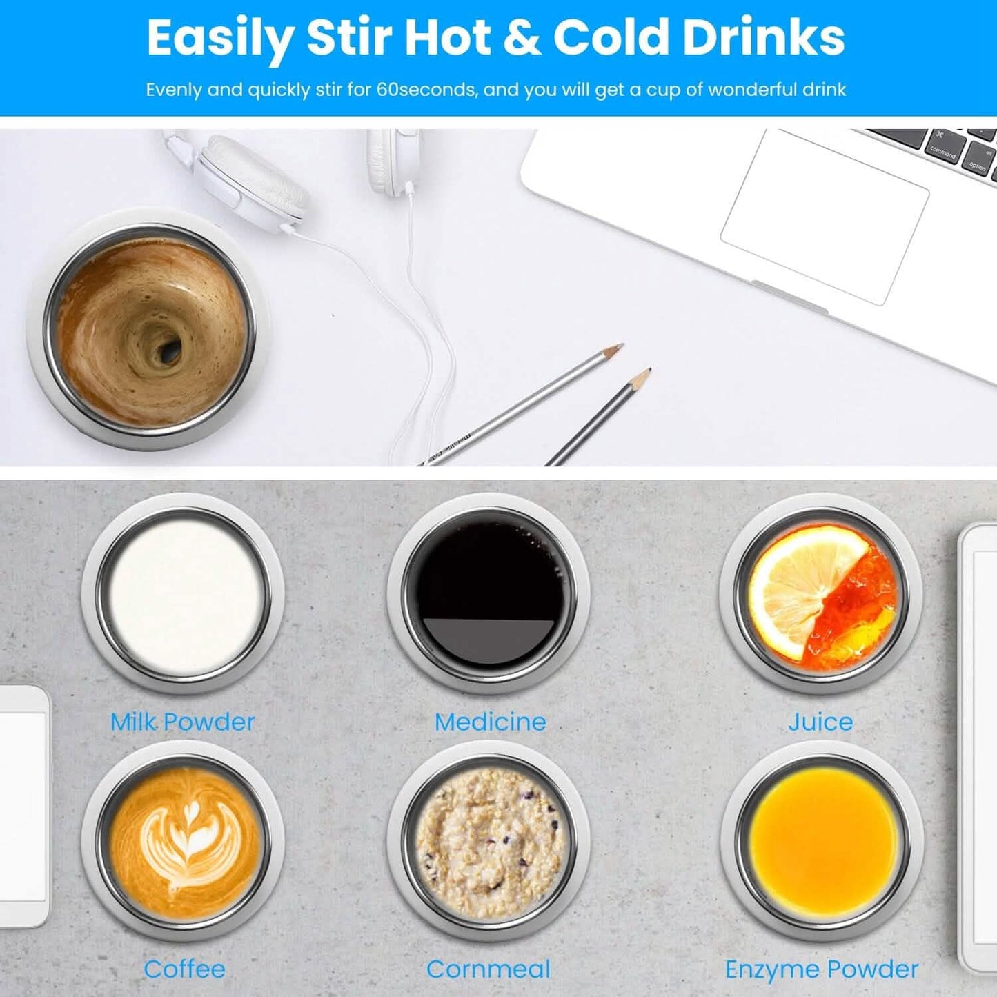 Self Stirring Coffee Mug with Lid Temperature Control 3 Heat Settings - Tree of Life