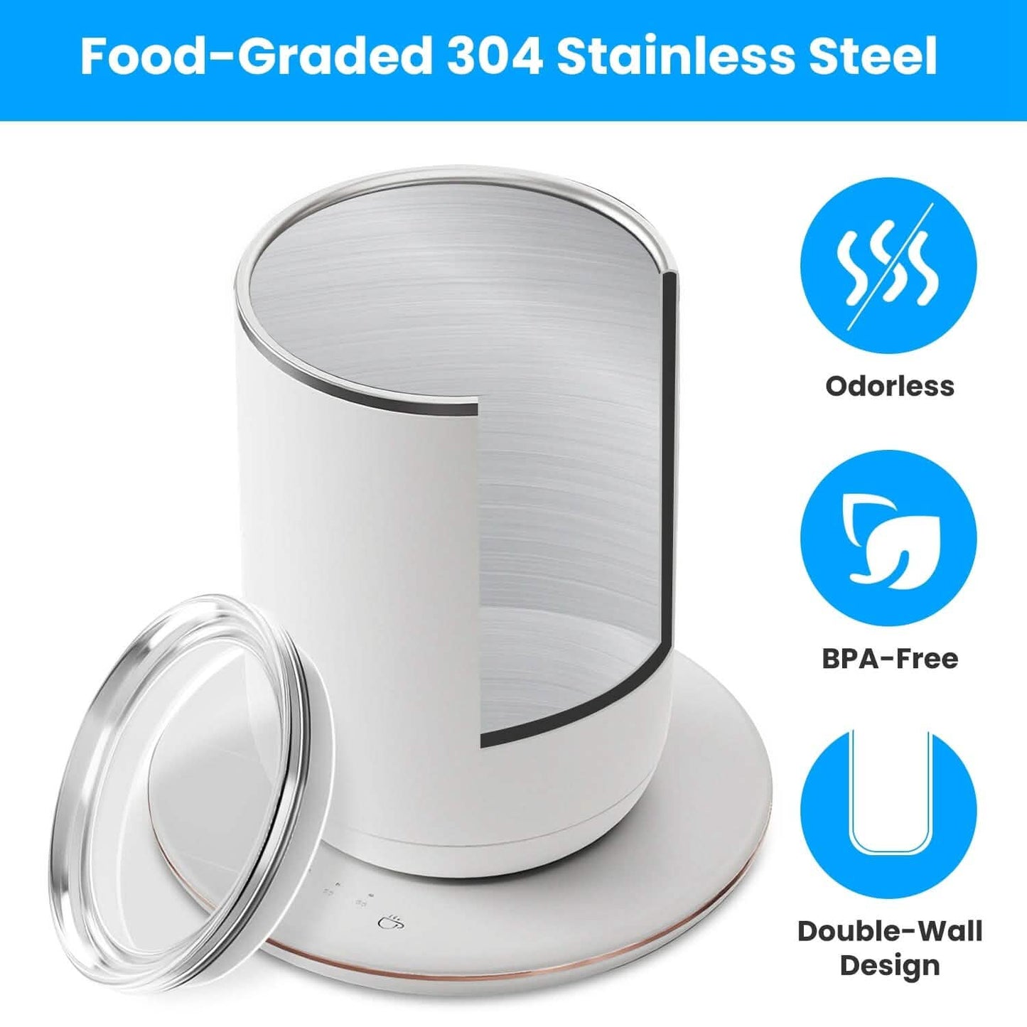 Self Stirring Coffee Mug with Lid Temperature Control 3 Heat Settings - Tree of Life