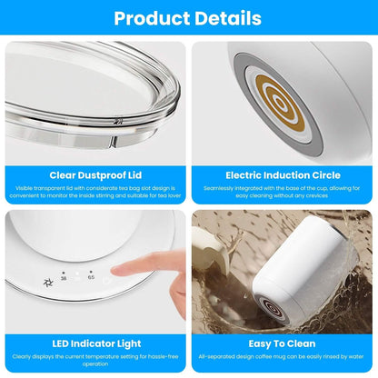 Self Stirring Coffee Mug with Lid Temperature Control 3 Heat Settings - Tree of Life