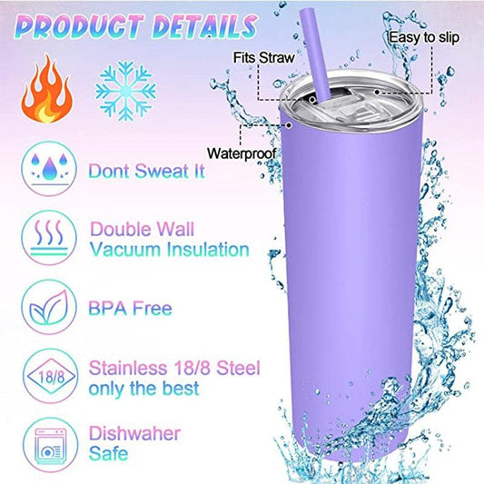 Skinny  Stainless Steel Thermos Water Bottle With Straw Insulated Cup Sealed Lid Colored Bachelorette Party  Double Wall Vacuum Insulated Tumbler Cup Reusable Slim Travel Mug with Cleaning Brush for Coffee Cold Hot Drinks - Tree of Life