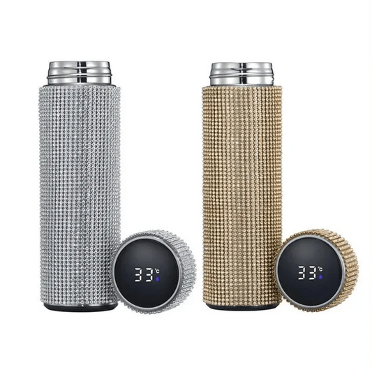 Sport Sterlling Creative Diamond Thermos Bottle Water Bottle Stainless Steel Smart Temperature Display Vacuum Flask Mug Gift for Men Women - Tree of Life