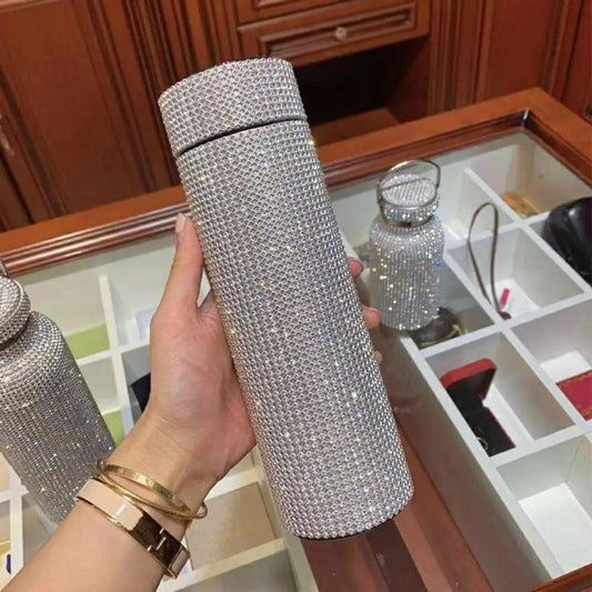 Sport Sterlling Creative Diamond Thermos Bottle Water Bottle Stainless Steel Smart Temperature Display Vacuum Flask Mug Gift for Men Women - Tree of Life