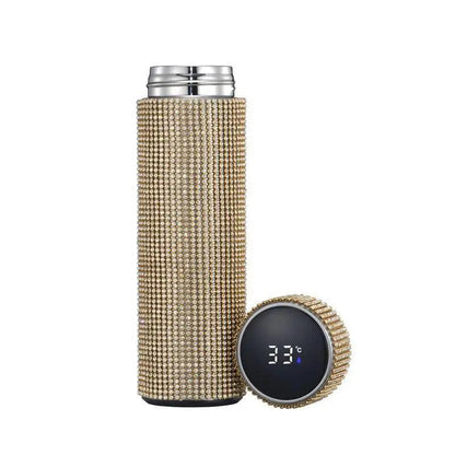 Sport Sterlling Creative Diamond Thermos Bottle Water Bottle Stainless Steel Smart Temperature Display Vacuum Flask Mug Gift for Men Women - Tree of Life