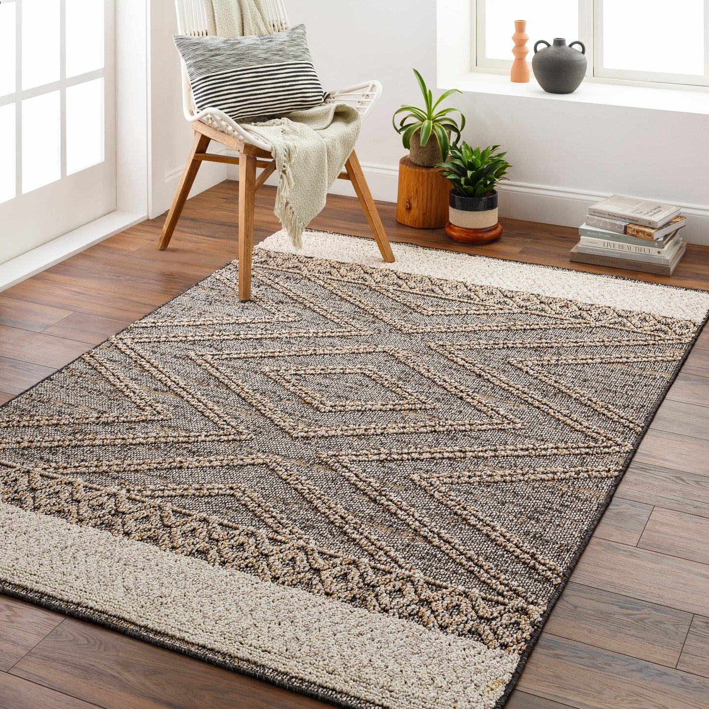 Beige Charcoal Areli Area Rug - Tree of Life