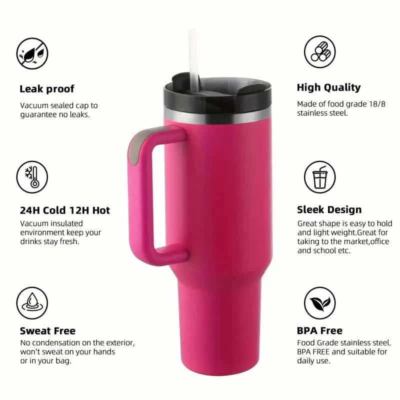 Tumbler with Handle And Straw Lid, Leak-proof Travel 40oz Coffee Mug - Tree of Life