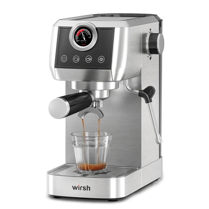 Wirsh 20 Bar Espresso Machine with Plastic Free Portafilter and Steamer, Pressure Gauge, Touch Screen, Full Stainless Steel (Home Barista Plus) - Tree of Life
