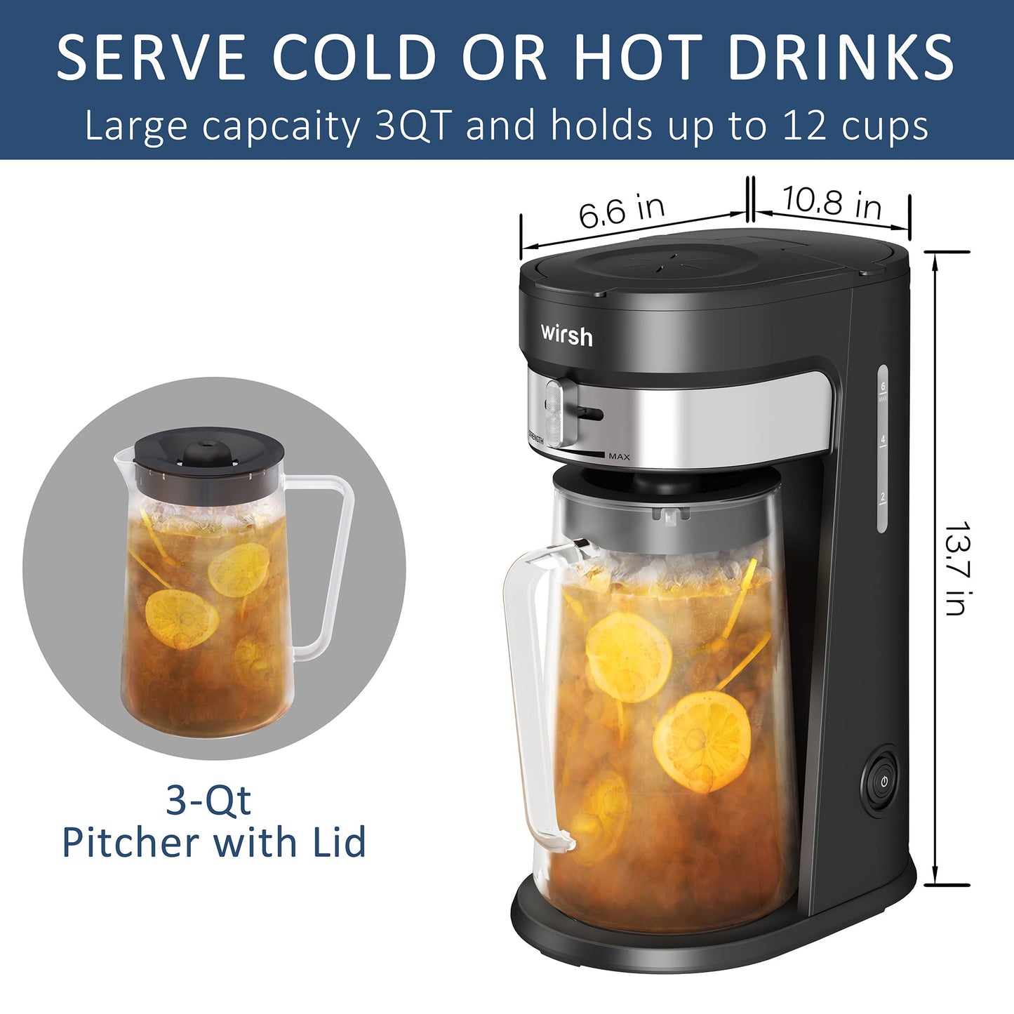 Wirsh Iced Coffee Maker,  Iced Tea Maker with 85 Ounce Pitcher,Strength Control and Reusable Filter - Tree of Life