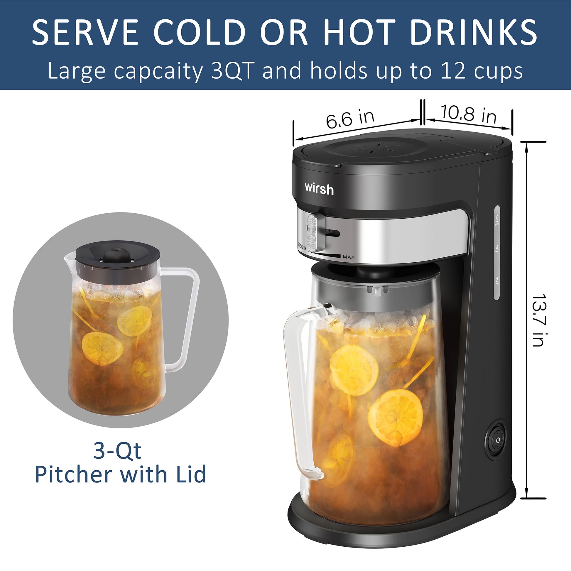 Wirsh Iced Coffee Maker,  Iced Tea Maker with 85 Ounce Pitcher,Strength Control and Reusable Filter - Tree of Life